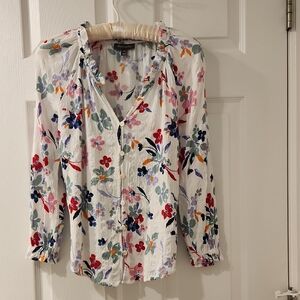 Style & Co. Floral Peasant Ruffled Long Sleeve Blouse XS